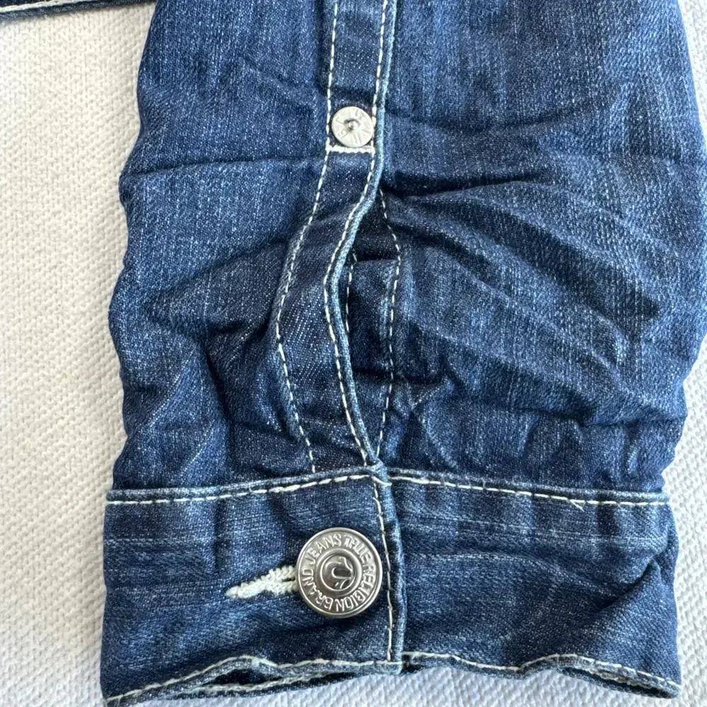TRUE RELIGION snap button denim jean Trucker Jacket 3XL tag vtg Style y2k